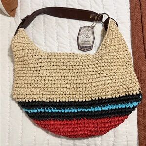 NWT Sun N Sand Beige and Red Bucket Bag